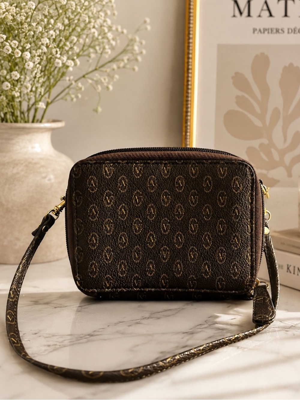 Gianni Valentino Elegant Brown Patterned Small Handbag